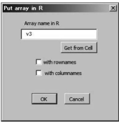 図 4　Excel から R へのデータの転送（PutRVar）